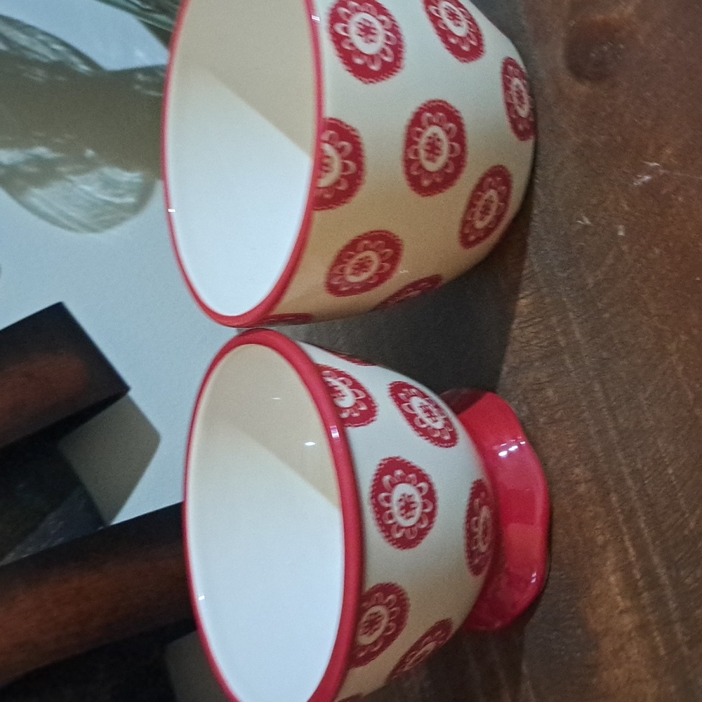 Certified International Red and White Chevron Mugs Set Of 4 - Picture 8 of 8